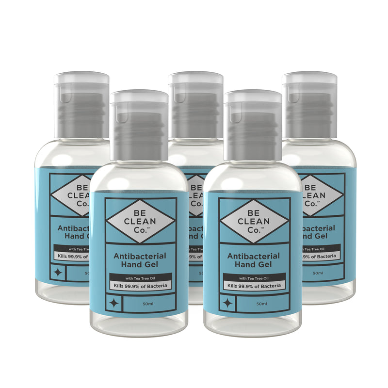 Be Clean Co 50ml Antibacterial Hand Gel 5 Pack